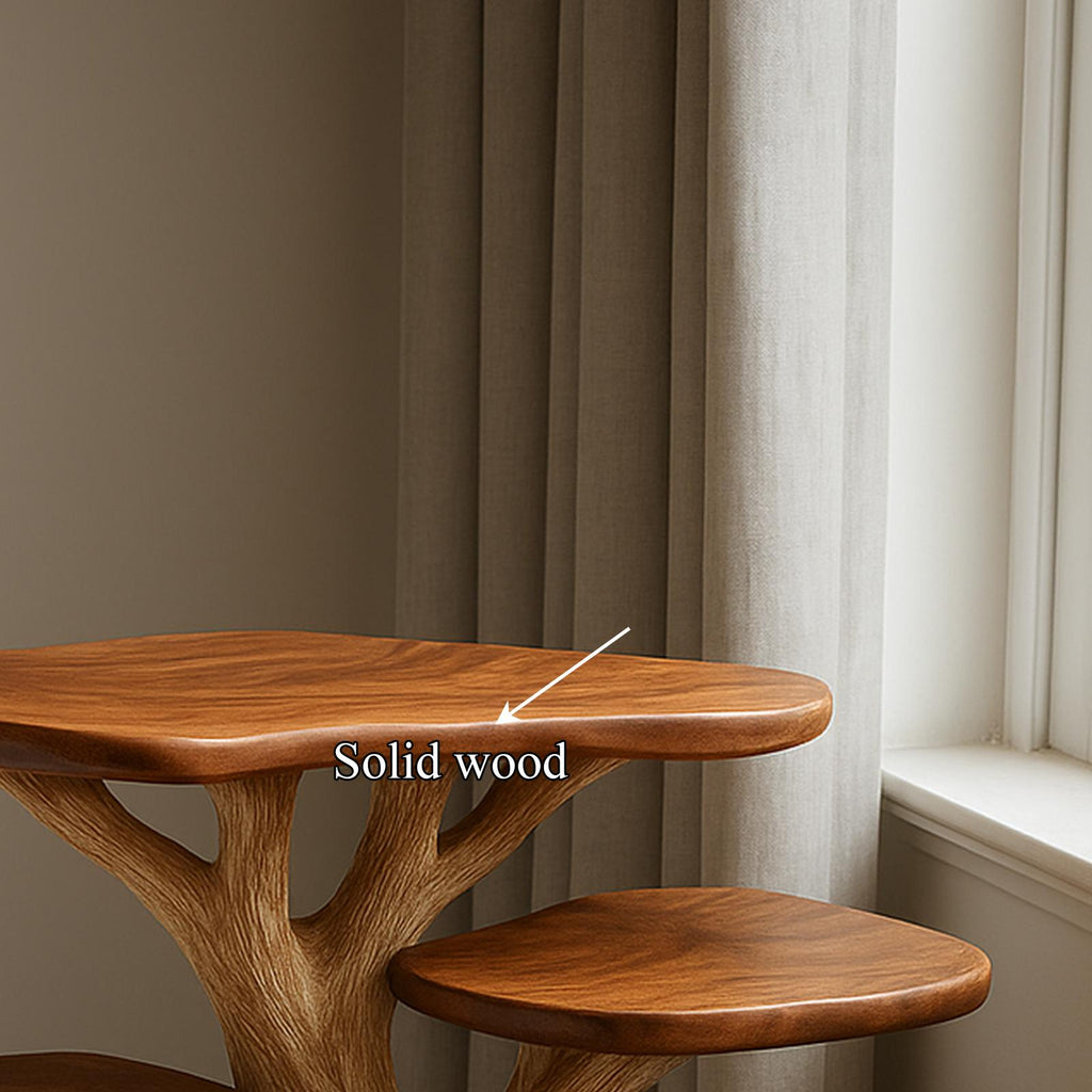 Rustic Tree Branch End Table, Handcrafted Wood Bedside Table & Accent Side Table for Bedroom Furniture Decor