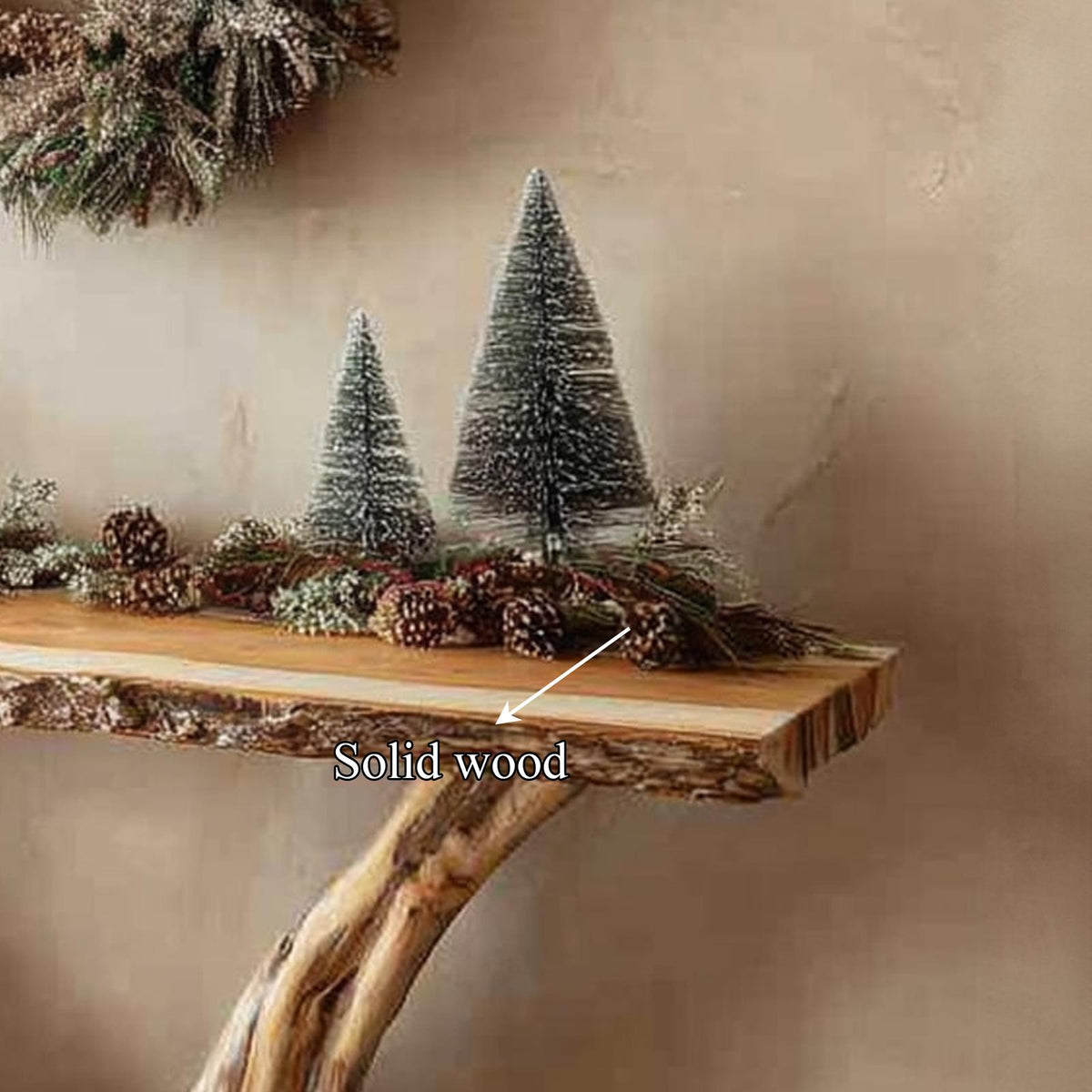 Rustic Solid Wood Console Table, Christmas Holiday Entryway & Living Room Accent Table, Model