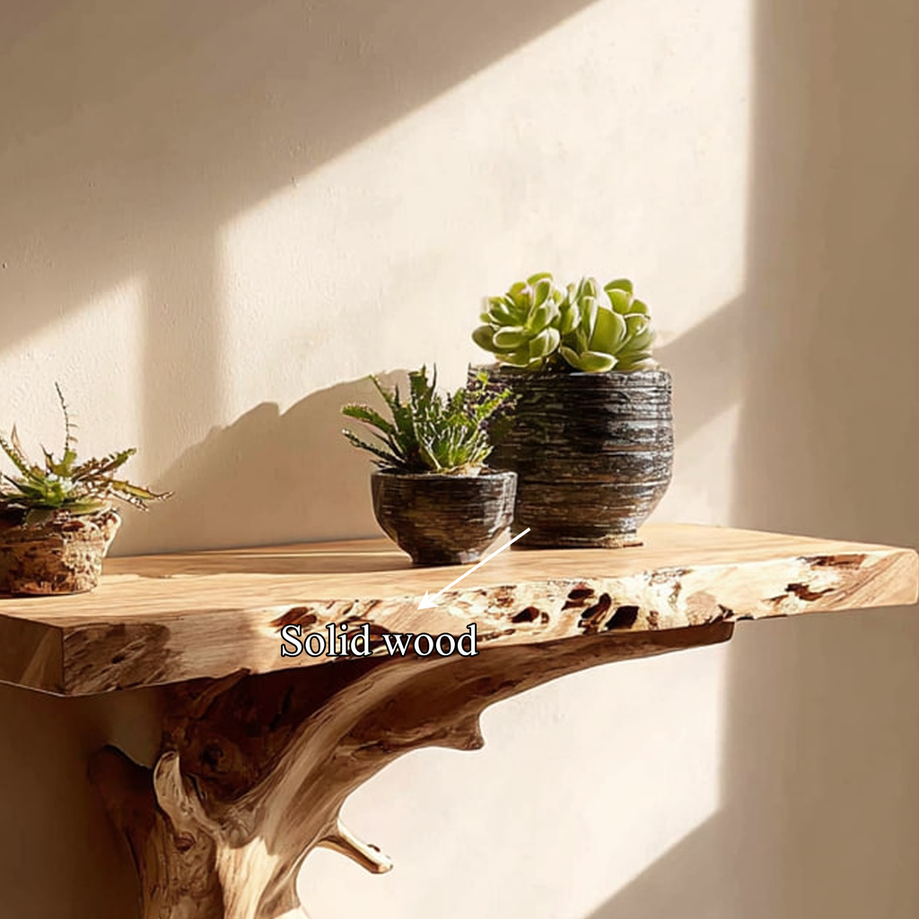 Rustic Floating Shelf, Solid Wood Wall Mounted Shelf, Handcrafted Display Storage Shelf for Bedroom & Living Room