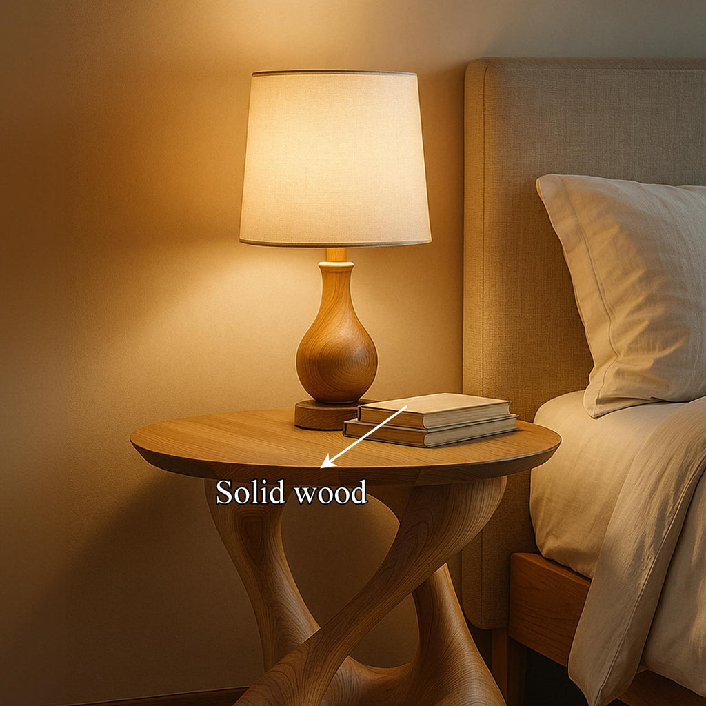 Free Standing Mid-Century End Table, Solid Wood Side Table & Bedside Nightstand for Living Room & Bedroom