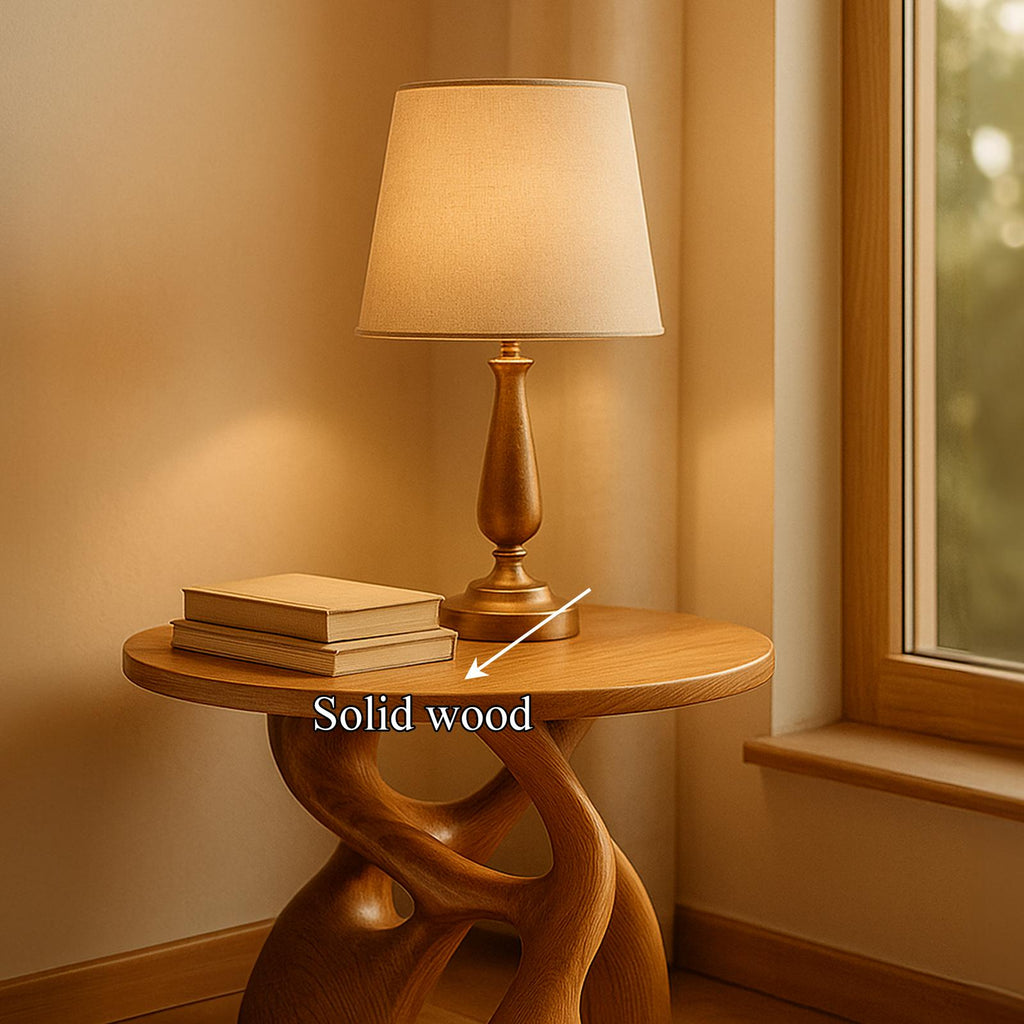 Free Standing Mid-Century End Table, Solid Wood Bedside Nightstand & Side Table for Bedroom & Living Room