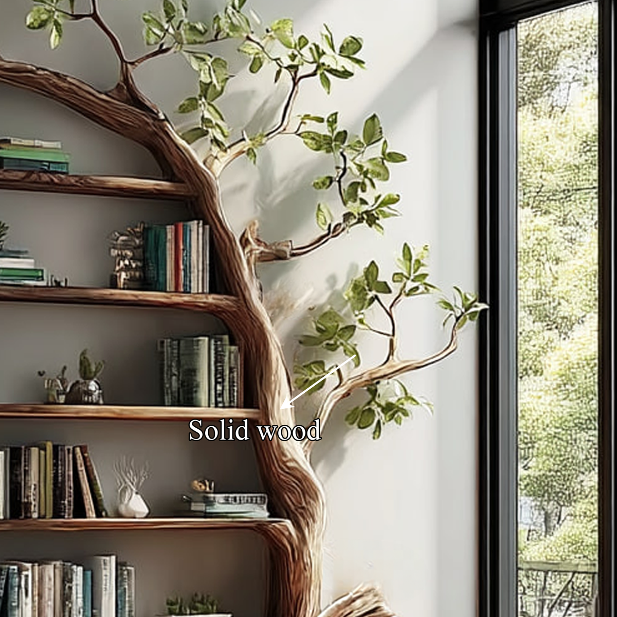 Rustic Tree Wall Unit, Handcrafted Wooden Branch Shelf & Floating Bookshelf for Living Room, Dining Room Decor