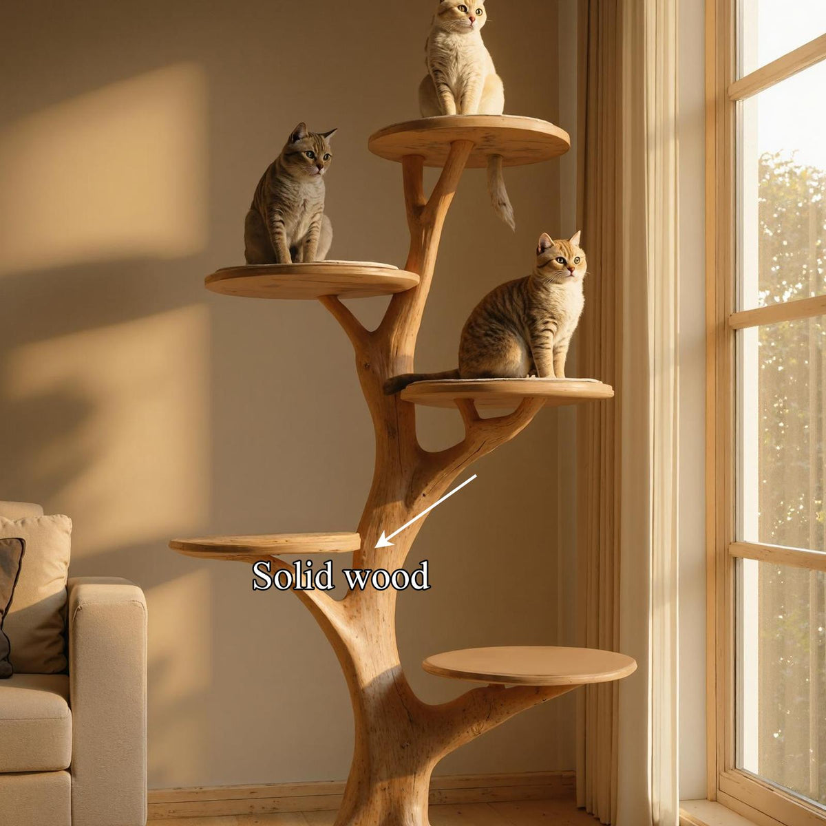 Rustic Cat Tree Stand Living Room Pet Furniture SINLKITT047
