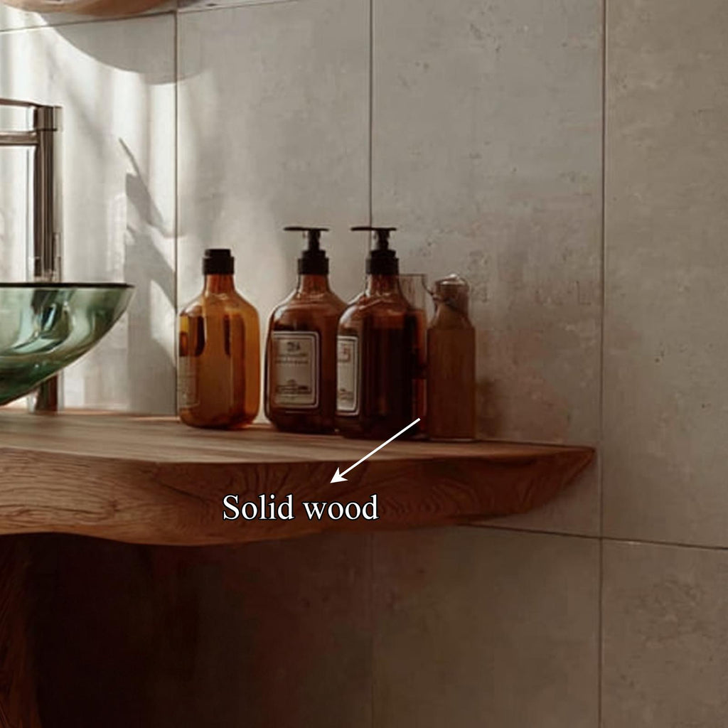 Rustic Minimalist Storage Vanity, Solid Wood Bathroom Single Sink Countertop Cabinet, Washstand Console
