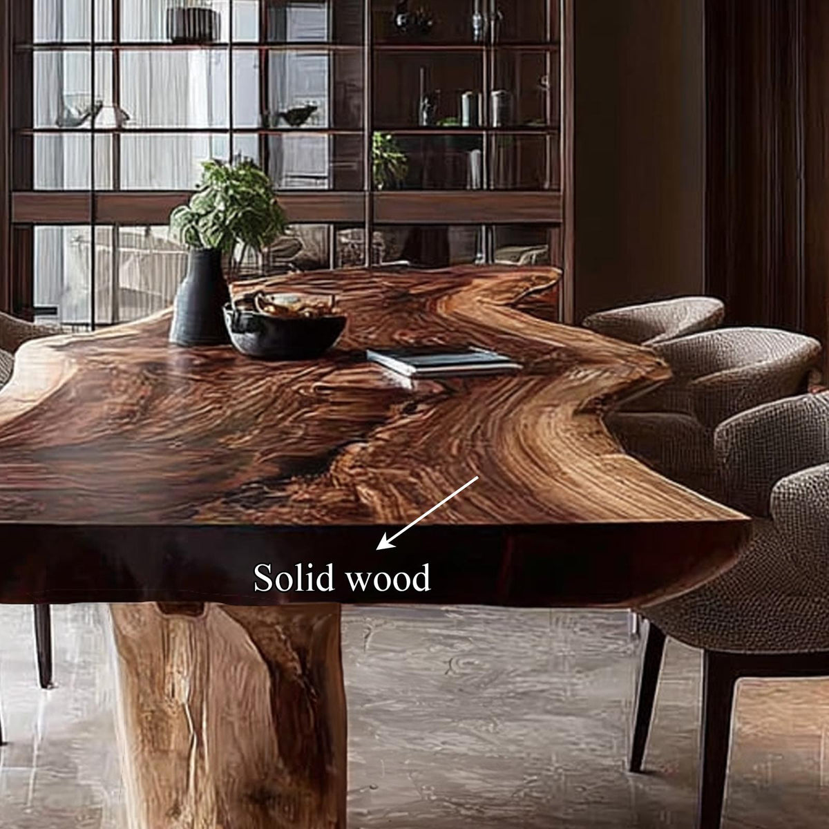 Rustic Raw Edge Wooden Dining Table Dining Room