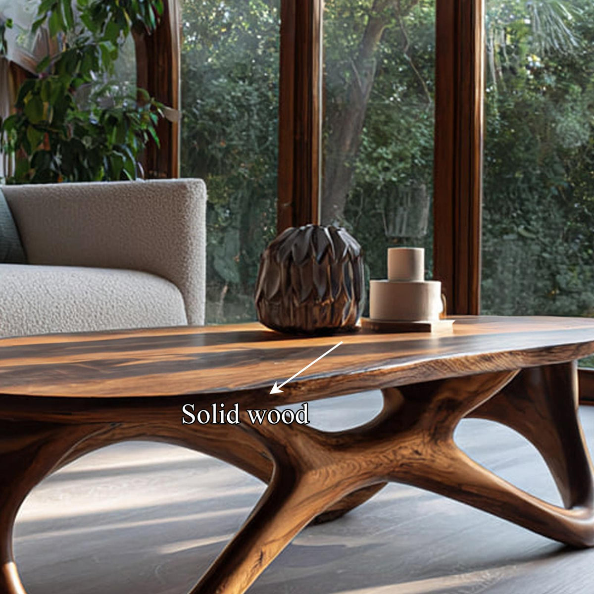 Spry Interior Mid Century Modern Solid Wood Coffee Table, Warm Living Room Accent Center Table, Model SINLKICF164