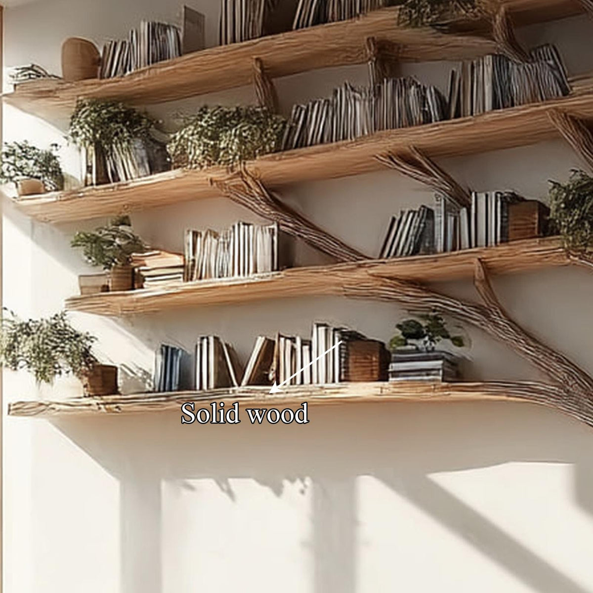 Rustic Tree Bookshelf Seating Home Office
