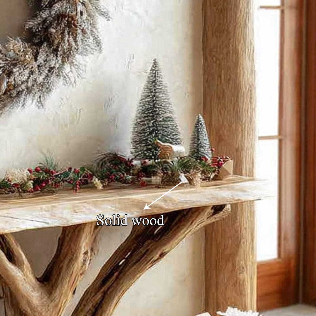 Rustic Solid Wood Entry Console Table, Living Room & Holiday Accent Sofa Table, Handcrafted Wood, Model
