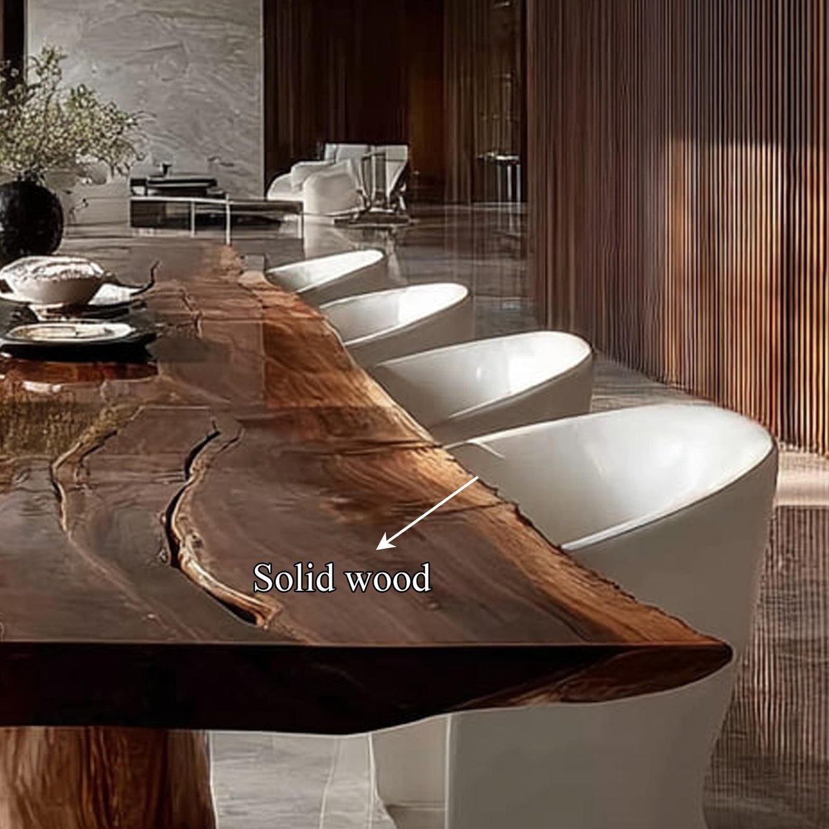 Spry Interior Rustic Live Edge Dining Table, Solid Wood Handcrafted Kitchen Table, Natural Edge Slab Dining Room Furniture, SINLKIDT099