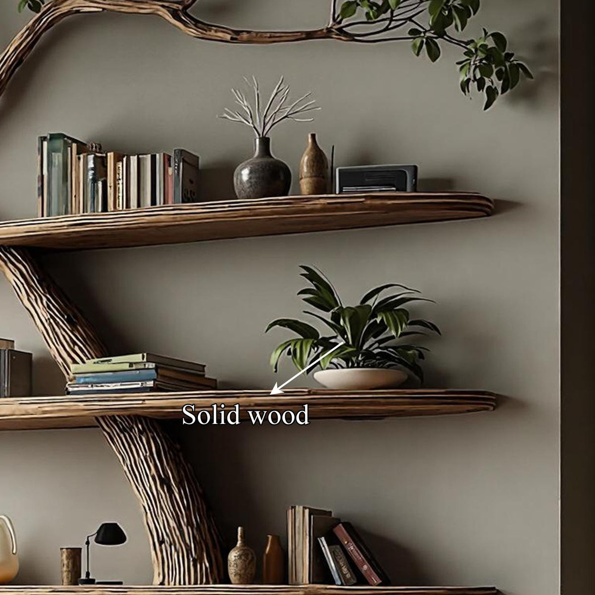 Rustic Tree Bookshelf Tall Living Room