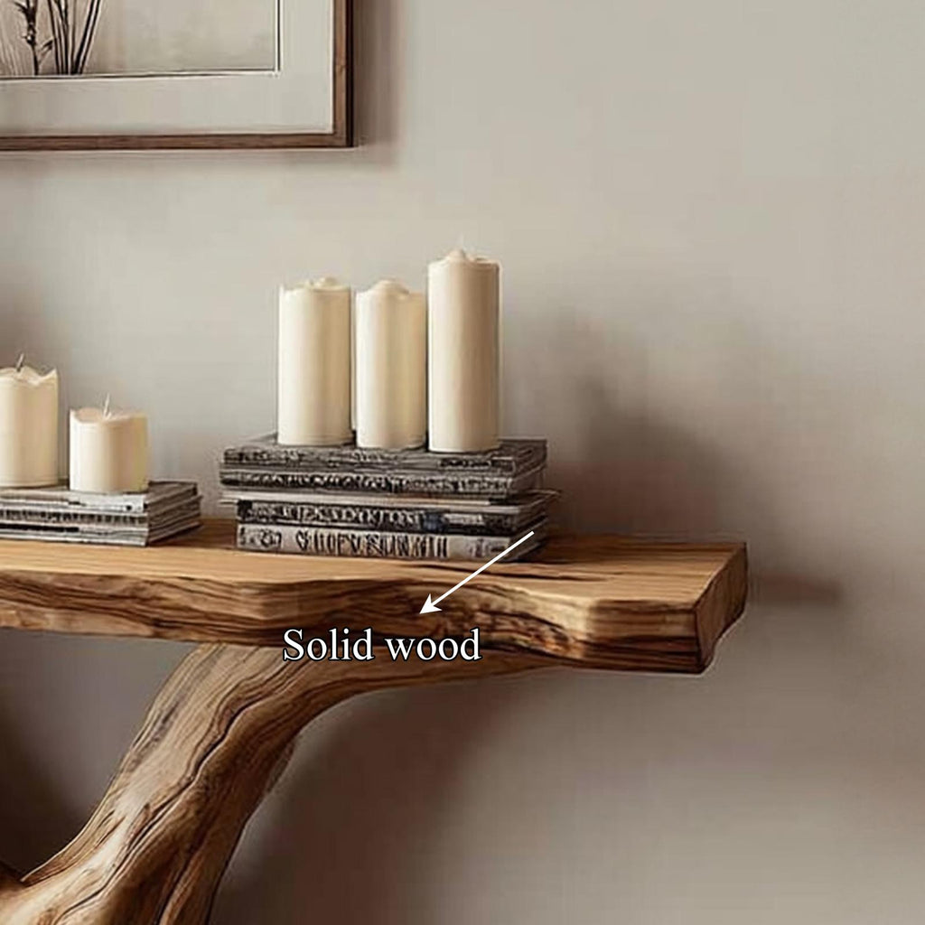 Rustic Live Edge Wood Console Table, Living Room & Entryway Accent Sofa Table, Model