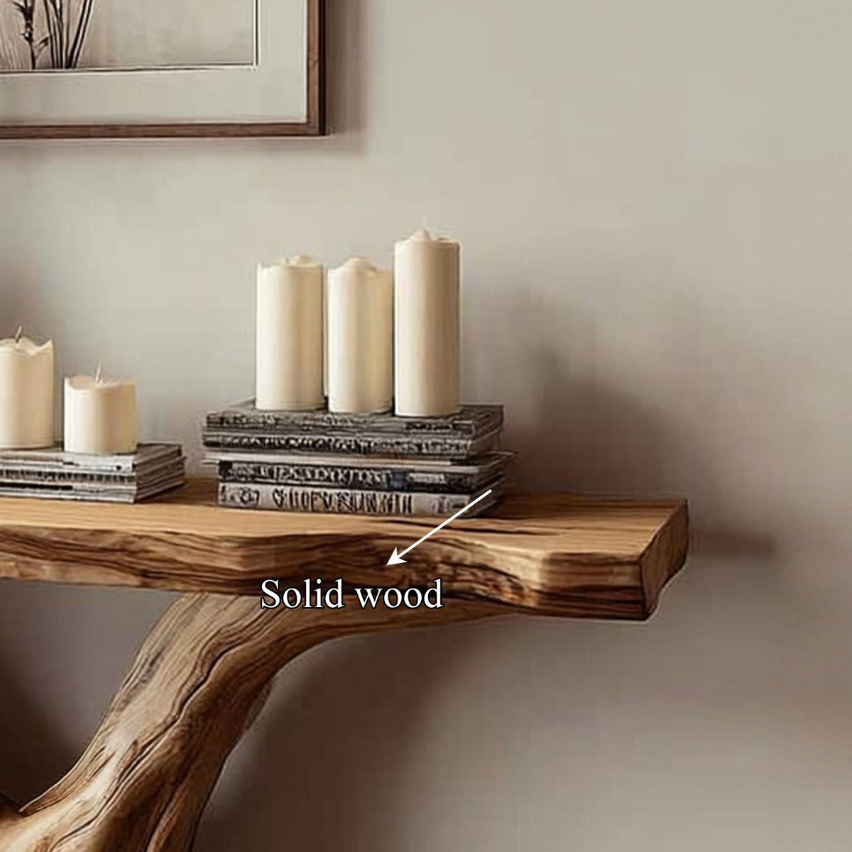 Rustic Live Edge Wood Console Table, Living Room & Entryway Accent Sofa Table, Model