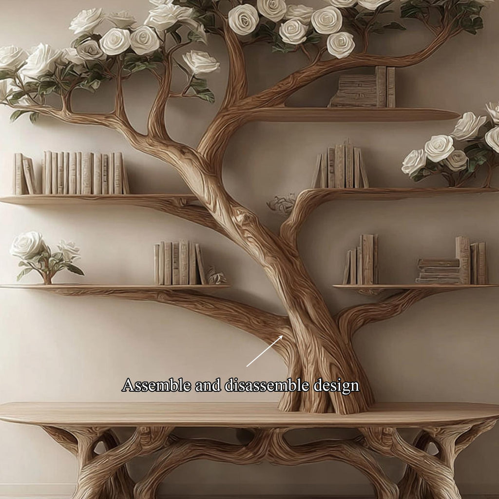 Rustic Tree Bookshelf Bench Living Room