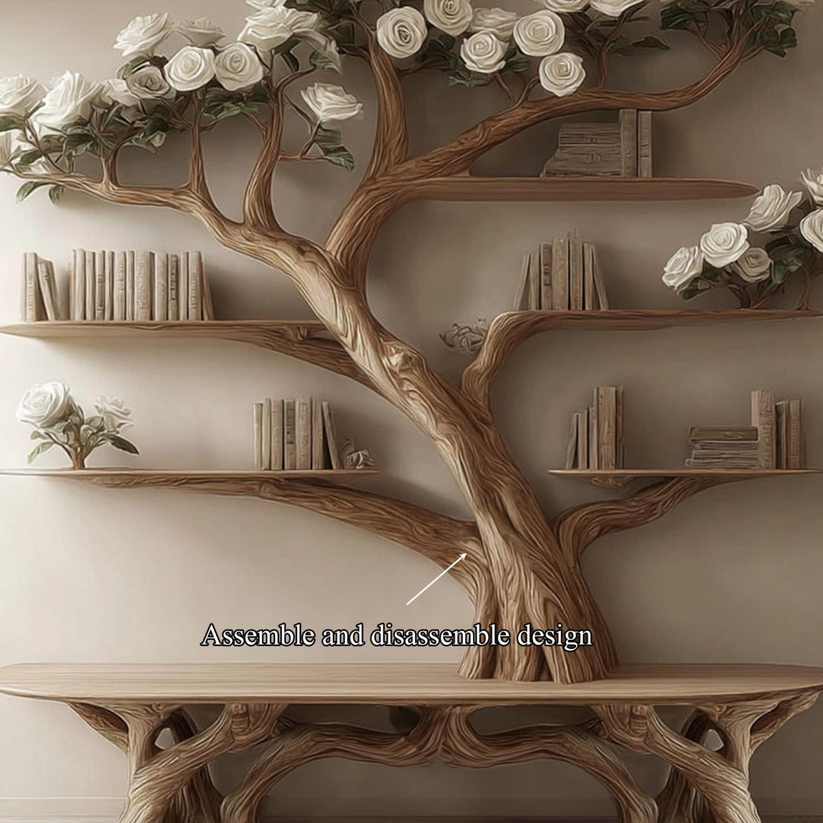 Rustic Tree Bookshelf Bench Living Room