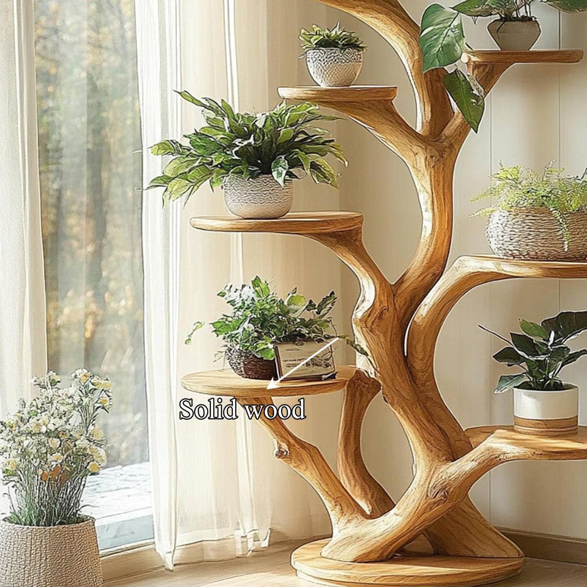 Rustic Organic Tree Stand Botanical Room Accent