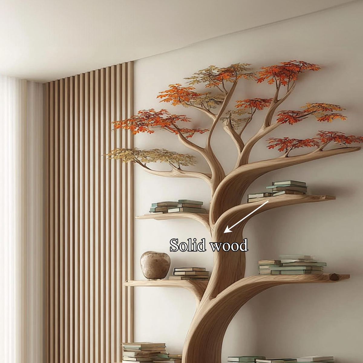 Midcentury Tree Wall Shelf Study Room