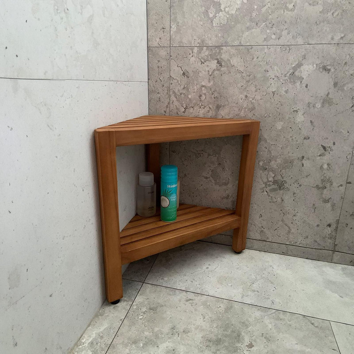 Wood Shower Bench Shower Stool With Shelf