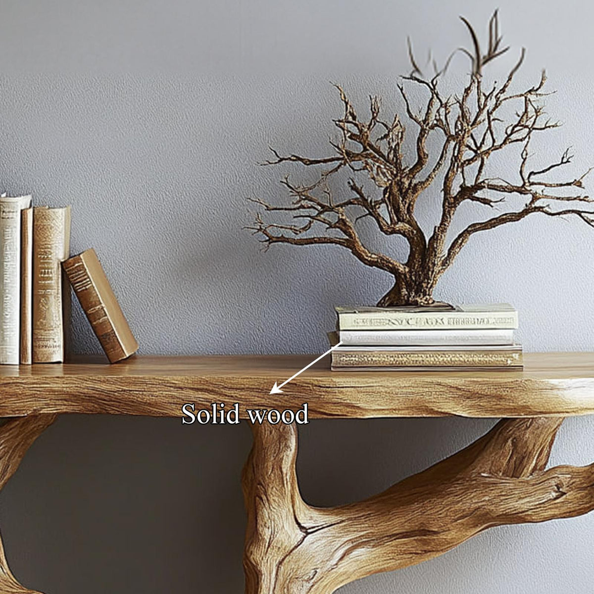 Live Edge Solid Wood Console Table, Handmade Organic Tree Branch Design, Natural Rustic Entryway Table