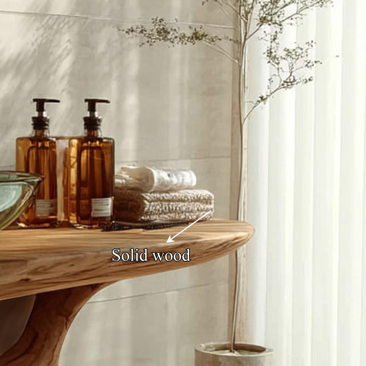 Rustic Handmade Washstand, Solid Wood Bathroom Vanity Console, Single Sink Countertop with Storage Drawer