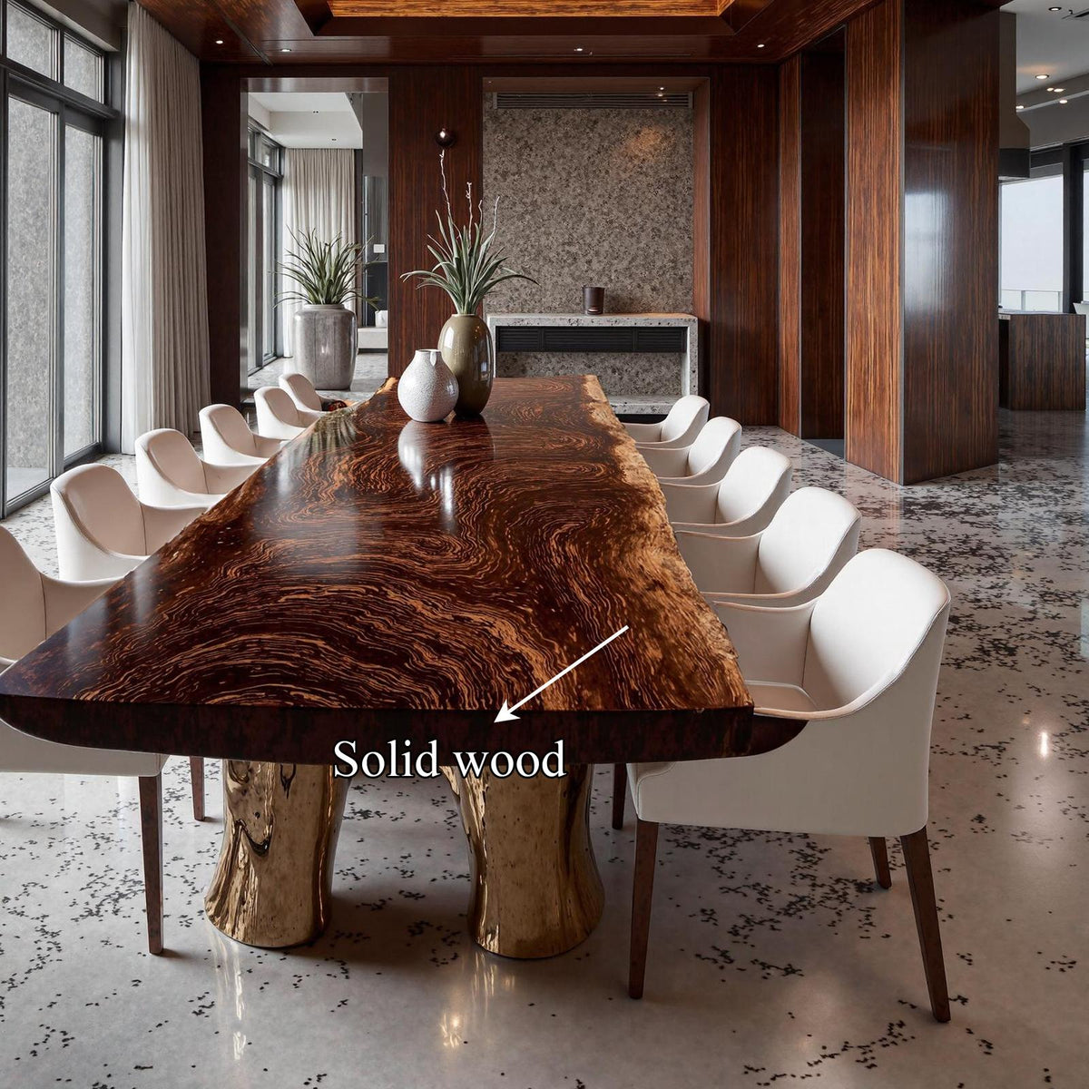 Rustic Live Edge Solid Wood Dining Table Dining Room
