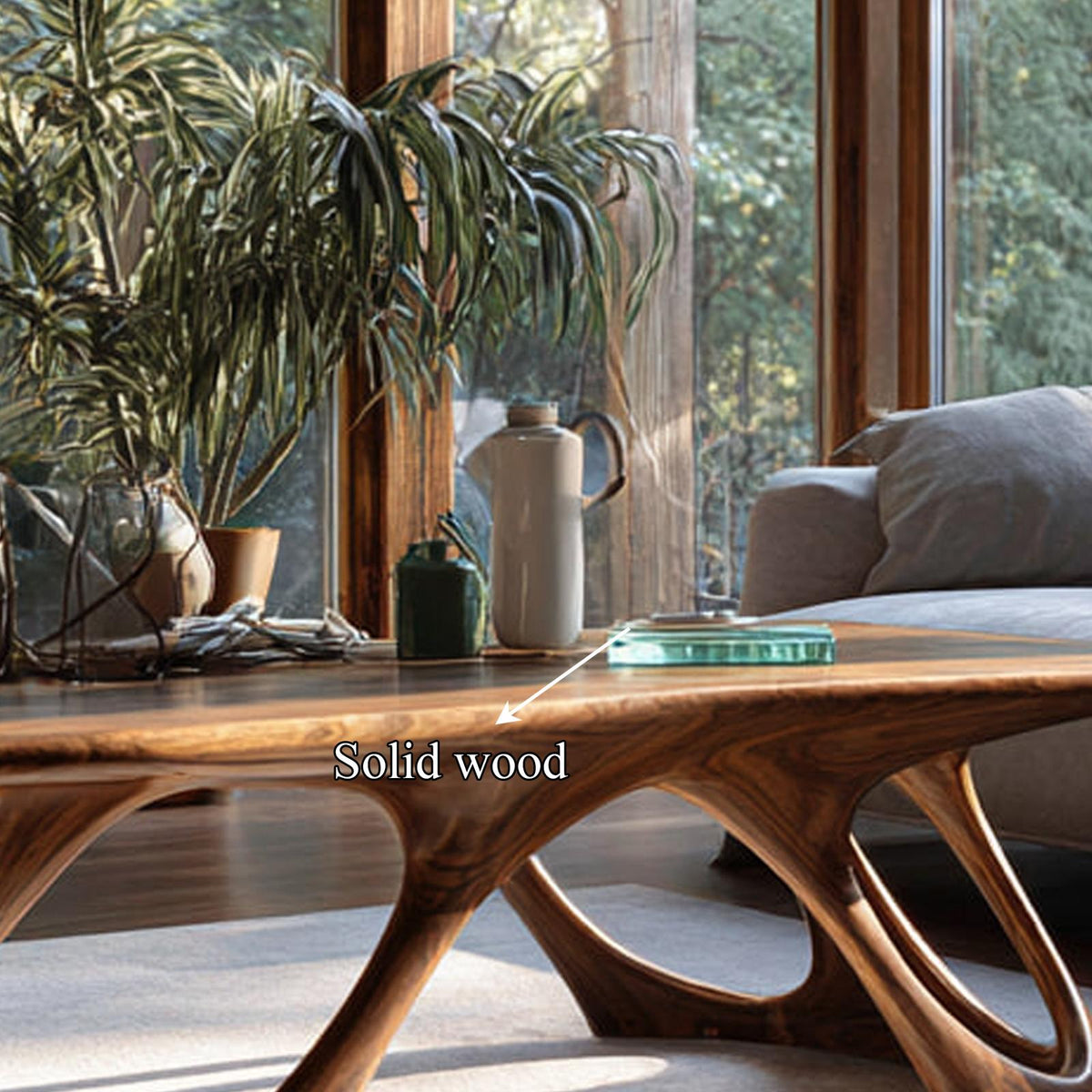 Mid Century Modern Coffee Table, Solid Wood Living Room Accent Center Table Furniture, Model
