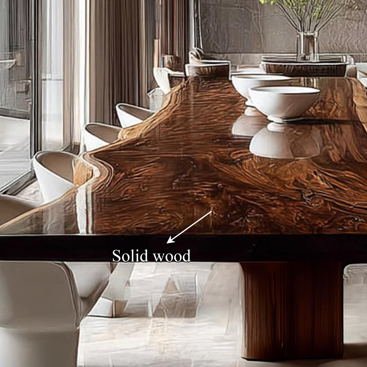 Rustic Solid Wood Slab Dining Table Dining Room
