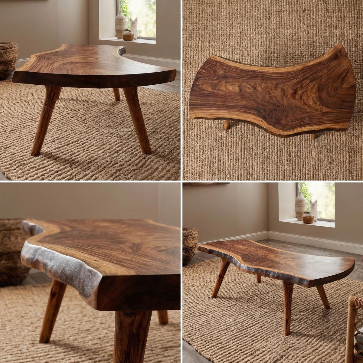 Rustic Live Edge Coffee Table For Living Room And Bedroom SINLKICF340