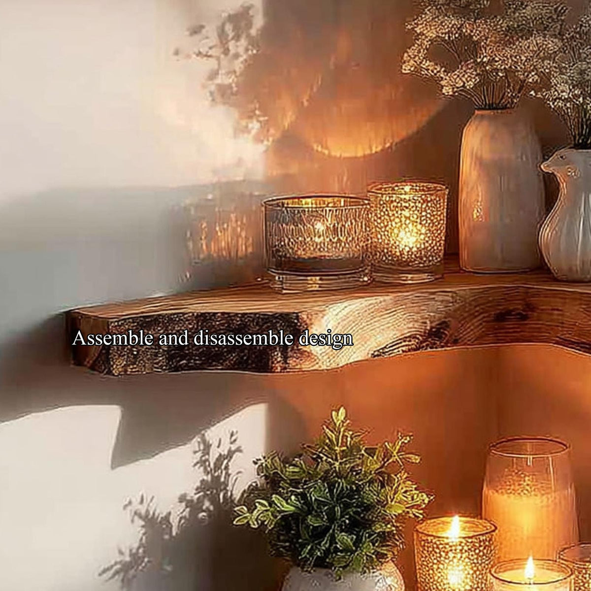 Rustic Corner Floating Shelf Reading Nook
