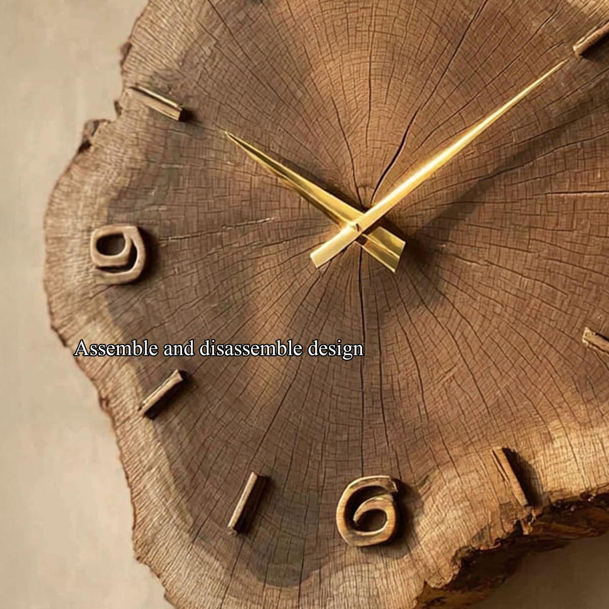 Rustic Natural Handcrafted Wood Wall Clock, Decorative Tree Slice Silent Clock for Office & Living Room