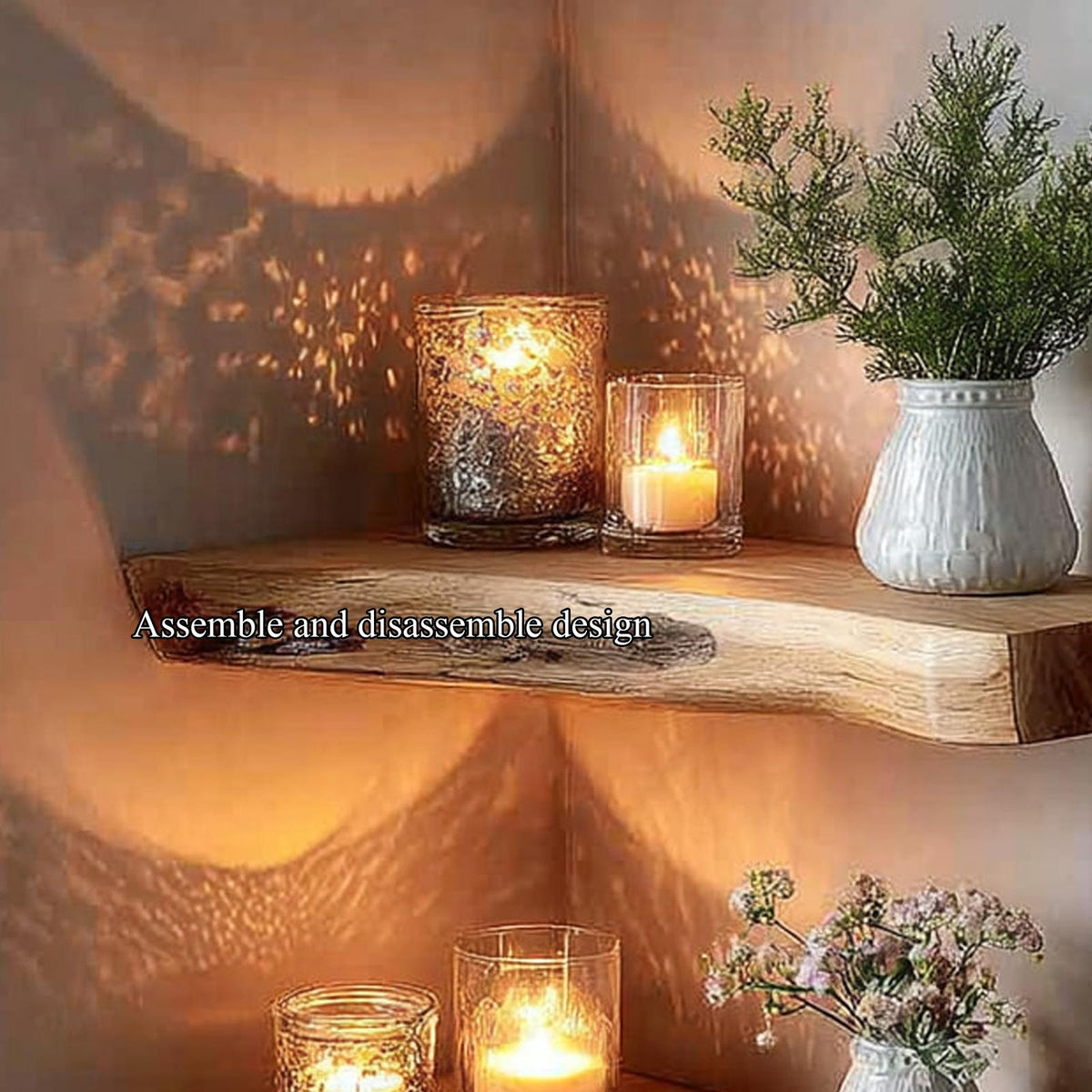 Rustic Corner Floating Shelf Home Office