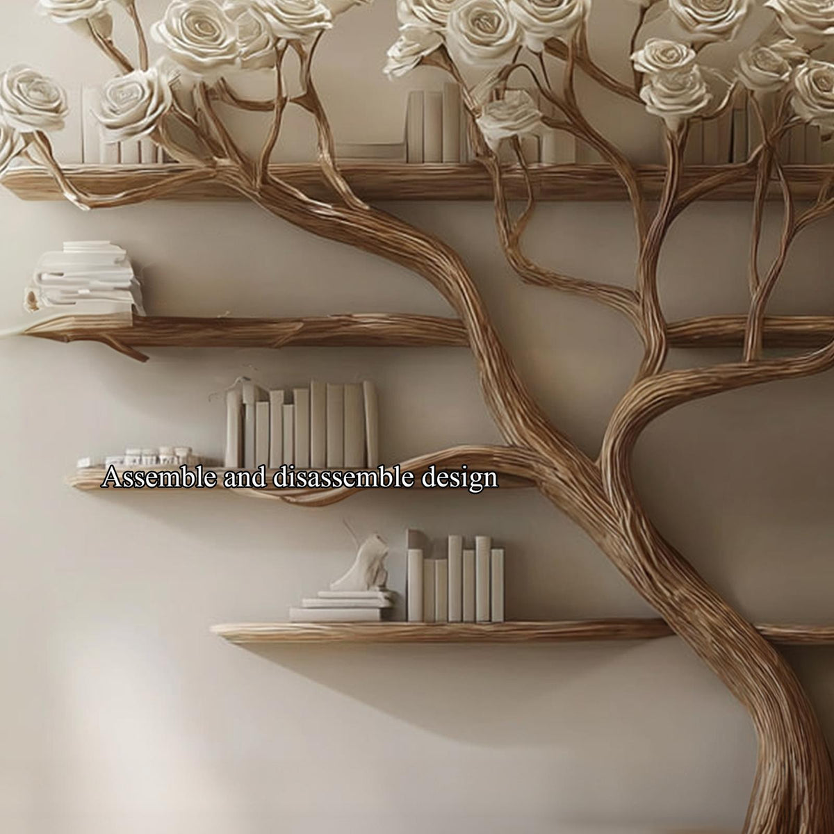 Rustic Tree Bookshelf Hallway Living Decor