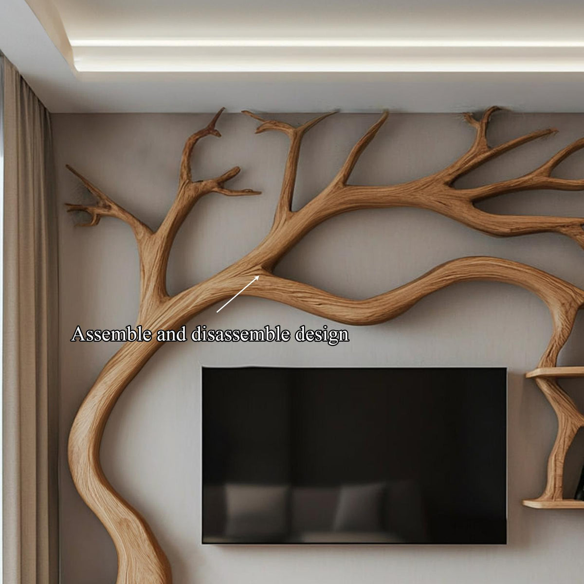 Rustic Tree TV Cabinet Living Room Bedroom Wall Unit