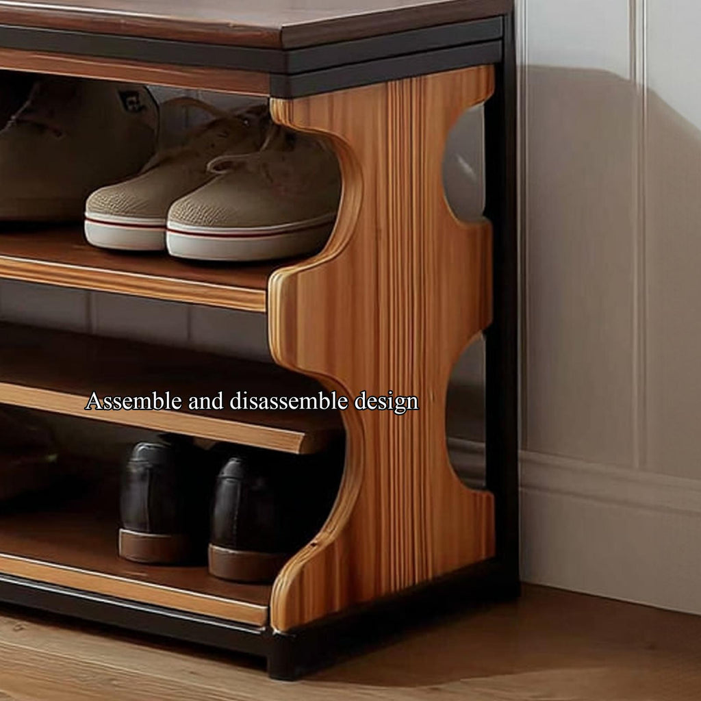 Midcentury Shoe Organizer Bench Entryway