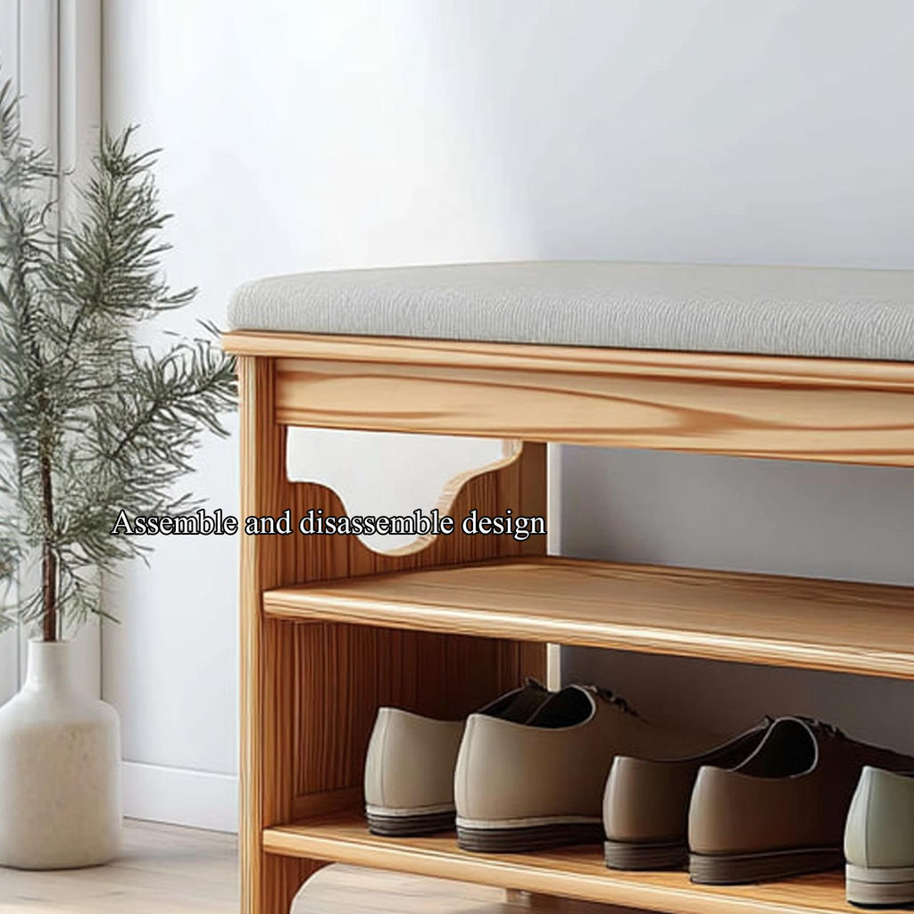 Midcentury Farmhouse Bench Shoe Rack Entryway