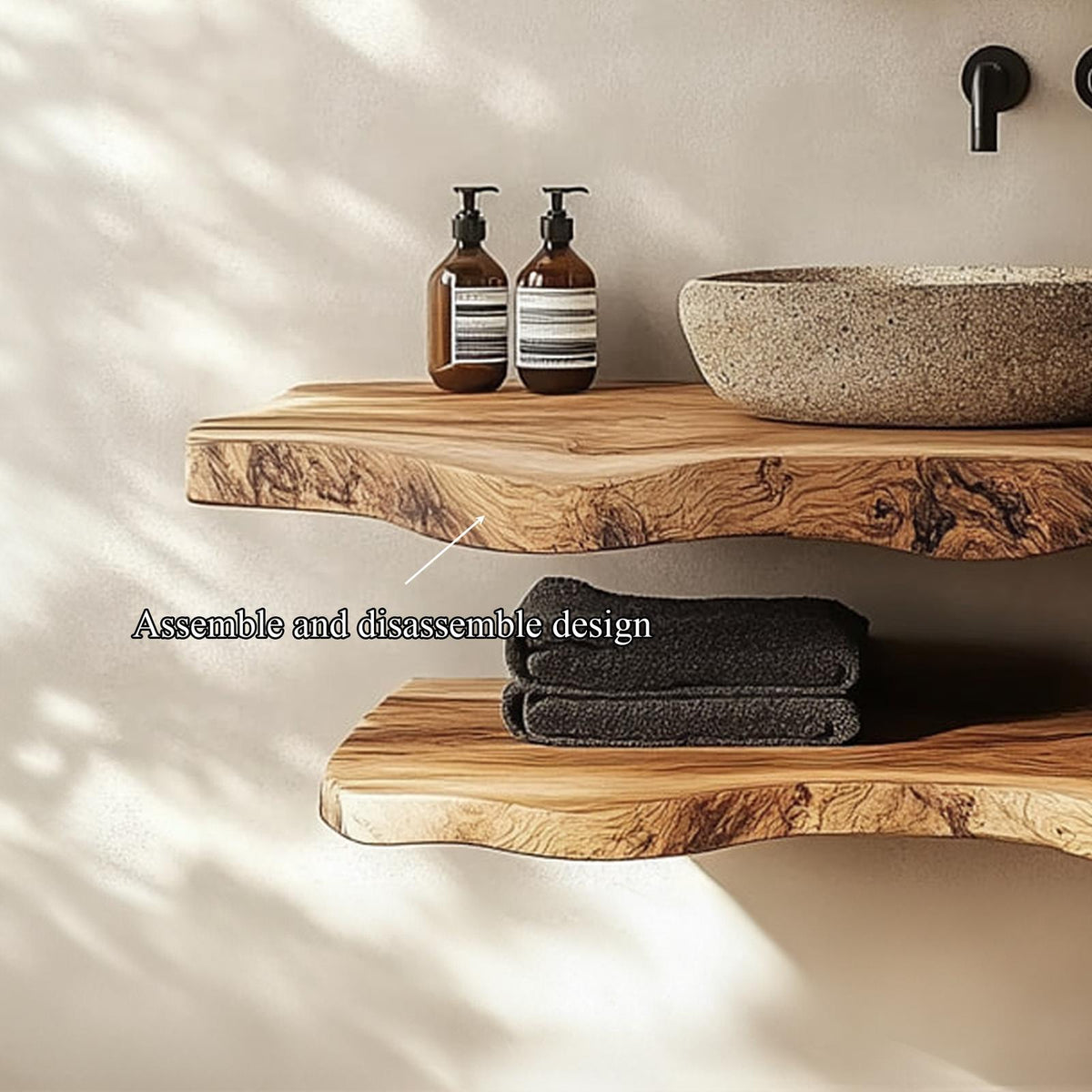 Mid Century Bathroom Vanity Shelf Minimalist Wood Bathroom Decor SINLKIBRV219