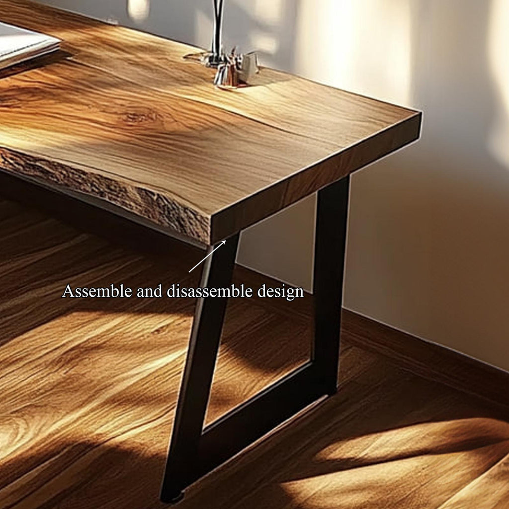 Rustic Artisan Work Desk, Solid Wood Handcrafted Writing Table for Bedroom Study, Reading Room Computer Desk