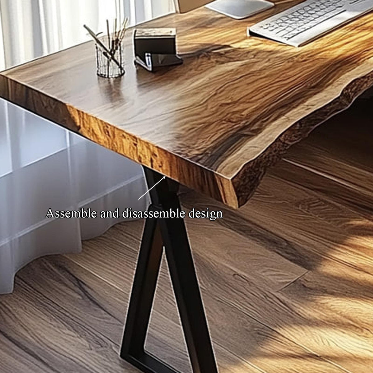 Modern Rustic Desk, Solid Wood Writing Computer Table for Bedroom, Art Studio & Home Office, Handcrafted Laptop Desk