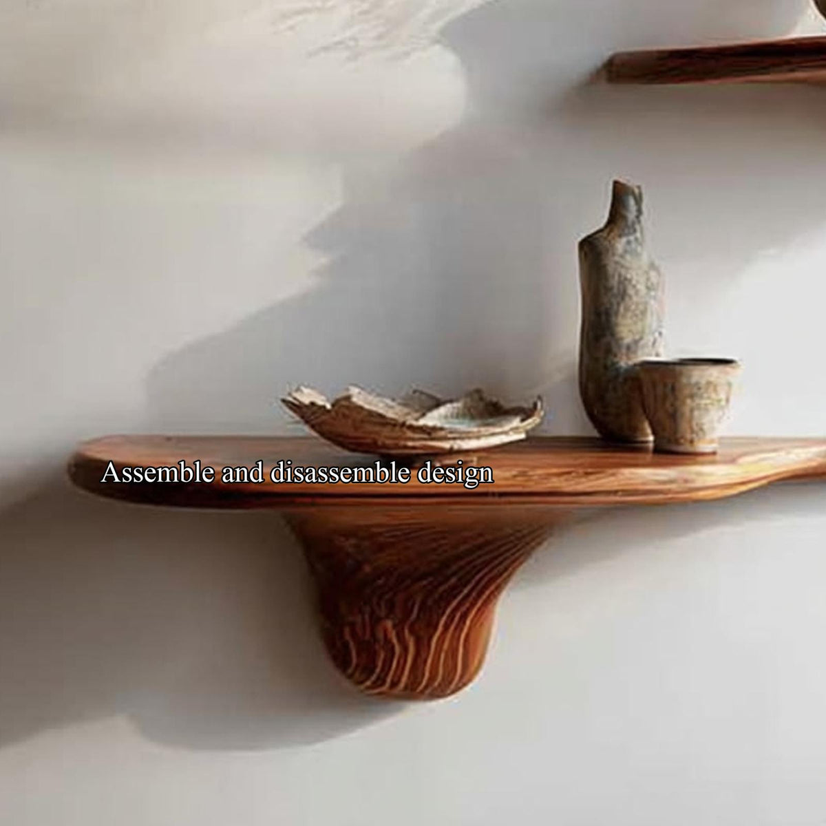 Rustic Mushroom Floating Shelves Kitchen
