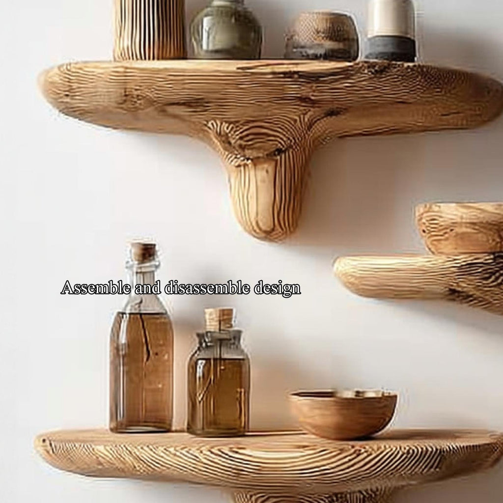Midcentury Mushroom Floating Shelves Entryway