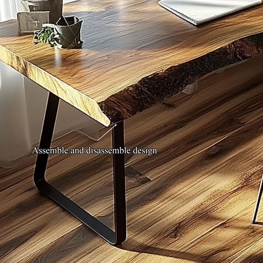 Organic Modern Office Desk, Solid Wood Writing Computer Table for Bedroom Study, Handcrafted Studio Laptop Workspace