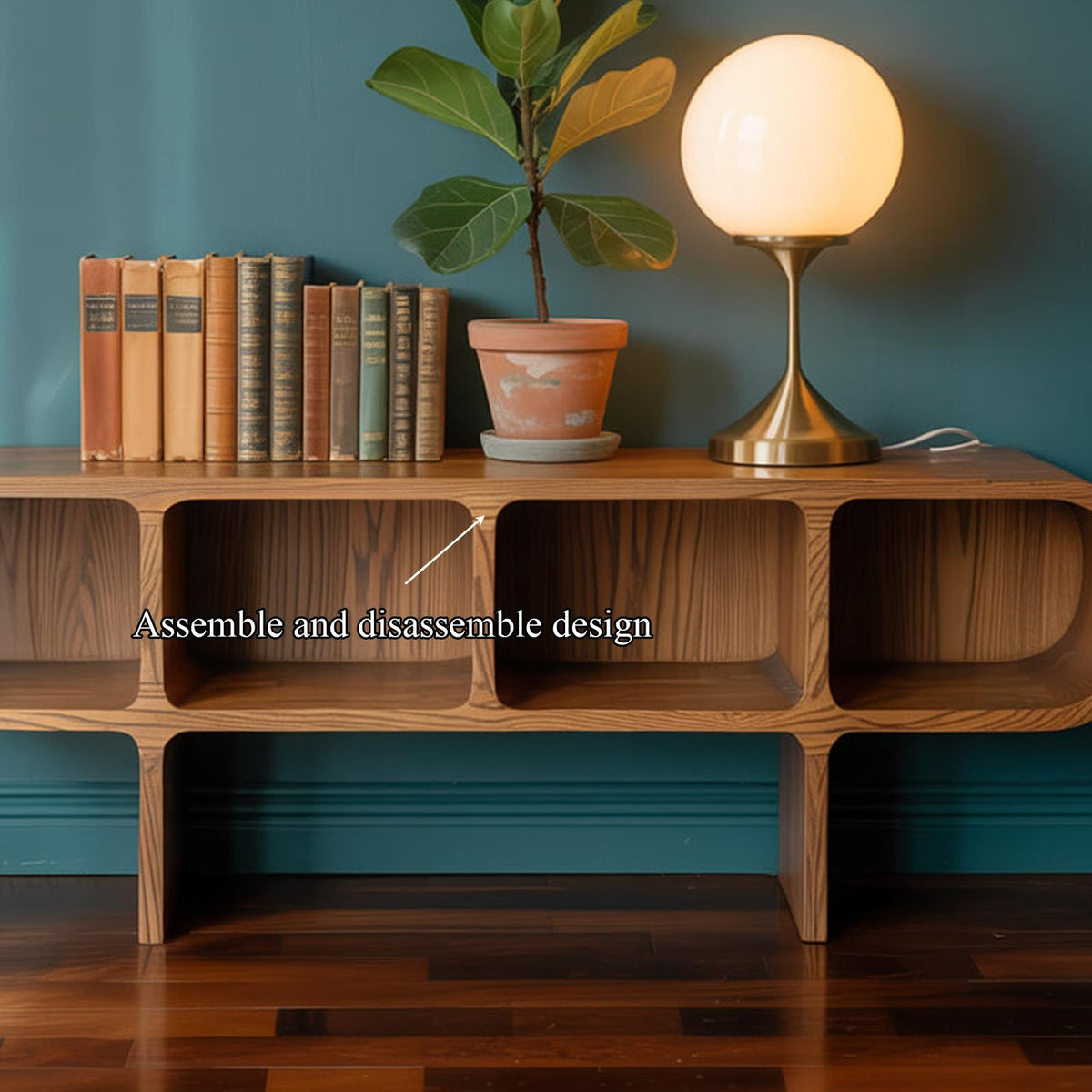 Mid Century Modern Wood Storage Console, Accent Credenza Sideboard with Cabinets for Living Room & Bedroom