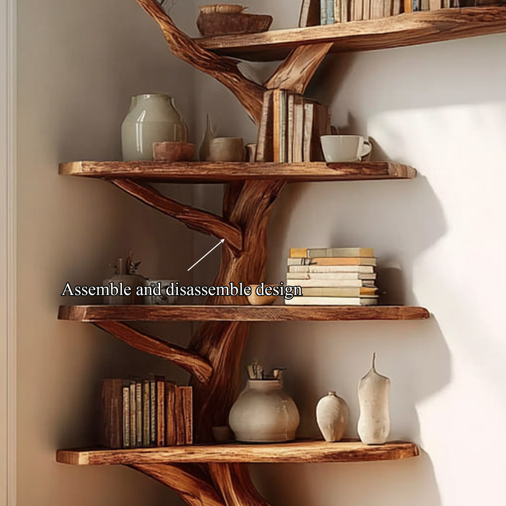 Spry Interior Handcrafted Rustic Corner Floating Shelf, Wooden Branch Storage Organizer & Artistic Wall Display for Cozy Living Room SINLKITB471