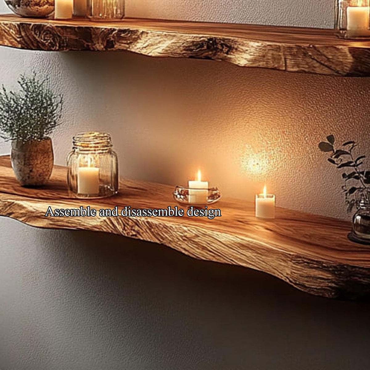 Rustic Live Edge Wood Corner Display Bookshelf, Wall Mounted Space-Saving Floating Organizer Shelf for Study, Living Room