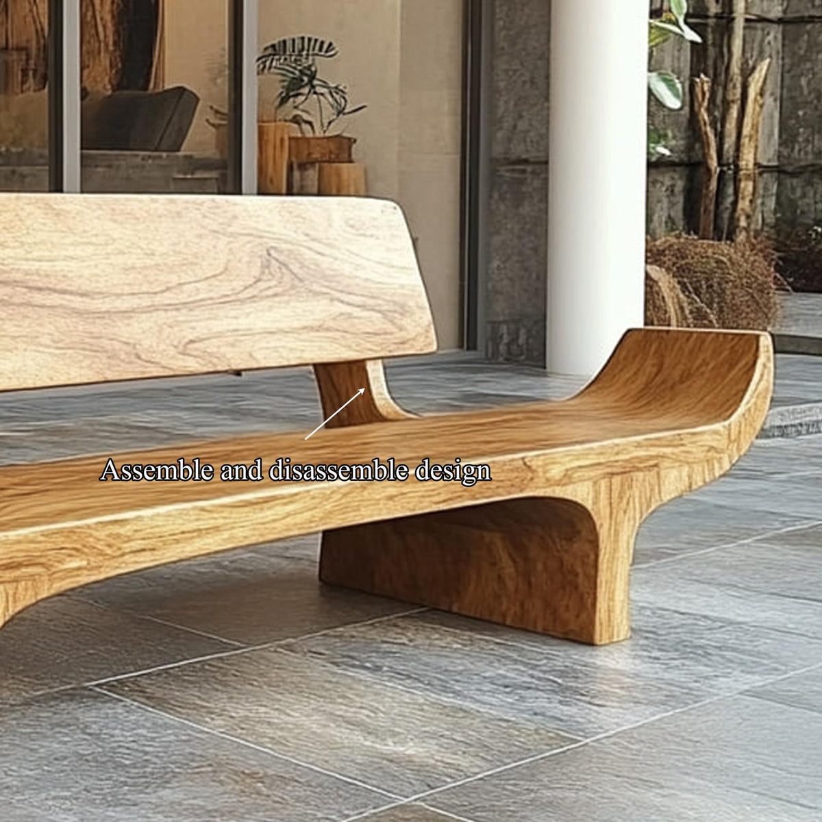 Rustic Solid Form Bench For Hallway And Living Room