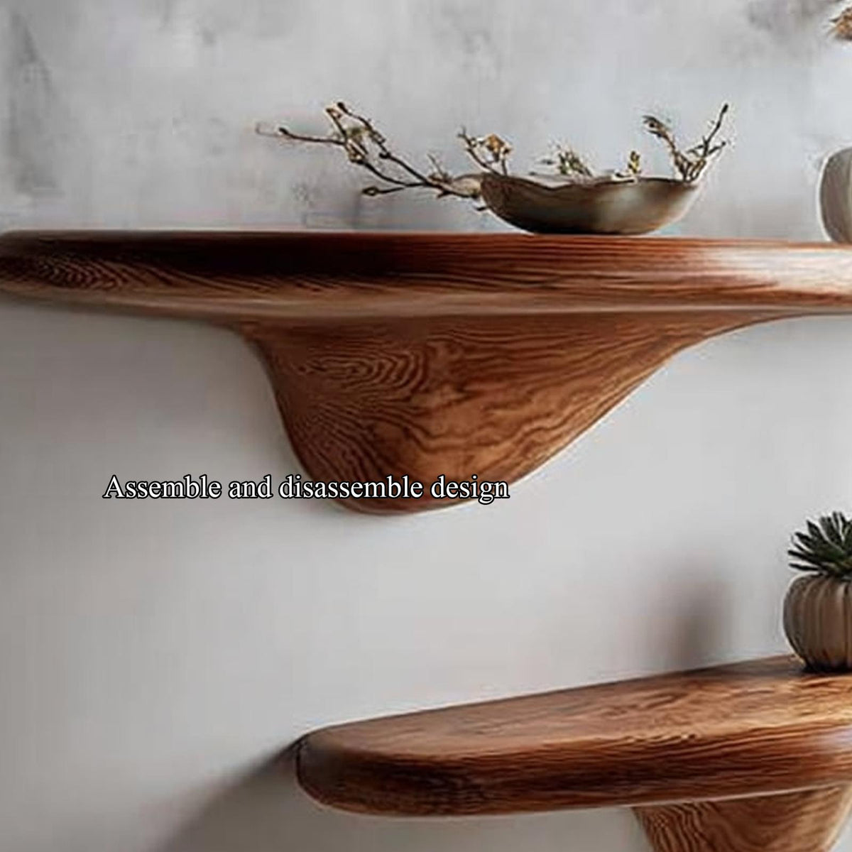 Rustic Mushroom Floating Shelves Bedroom