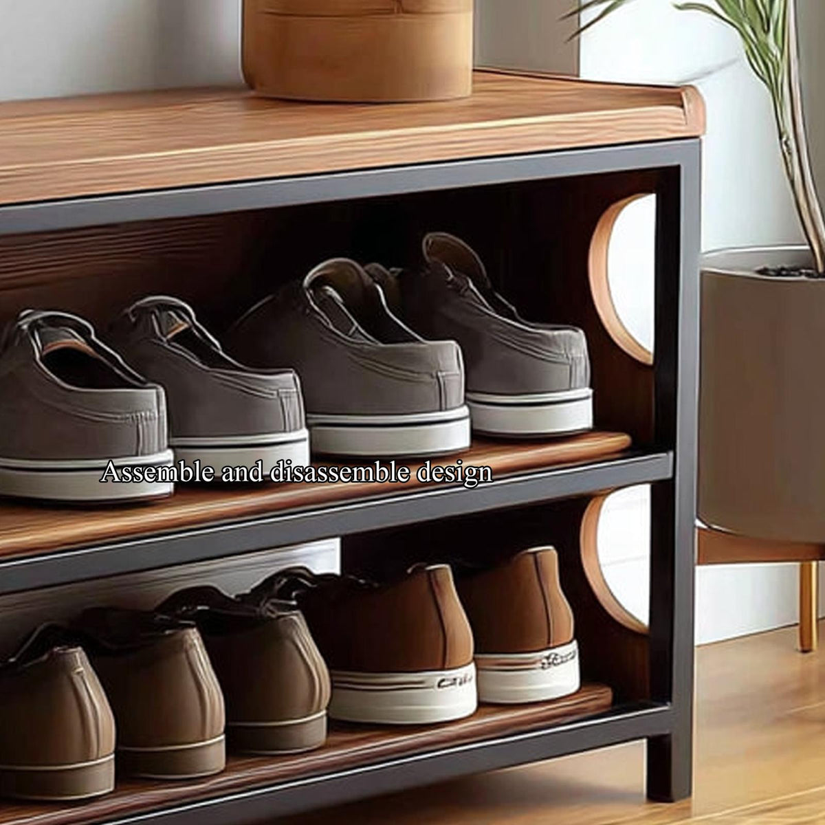 Midcentury Modern Shoe Bench Entryway