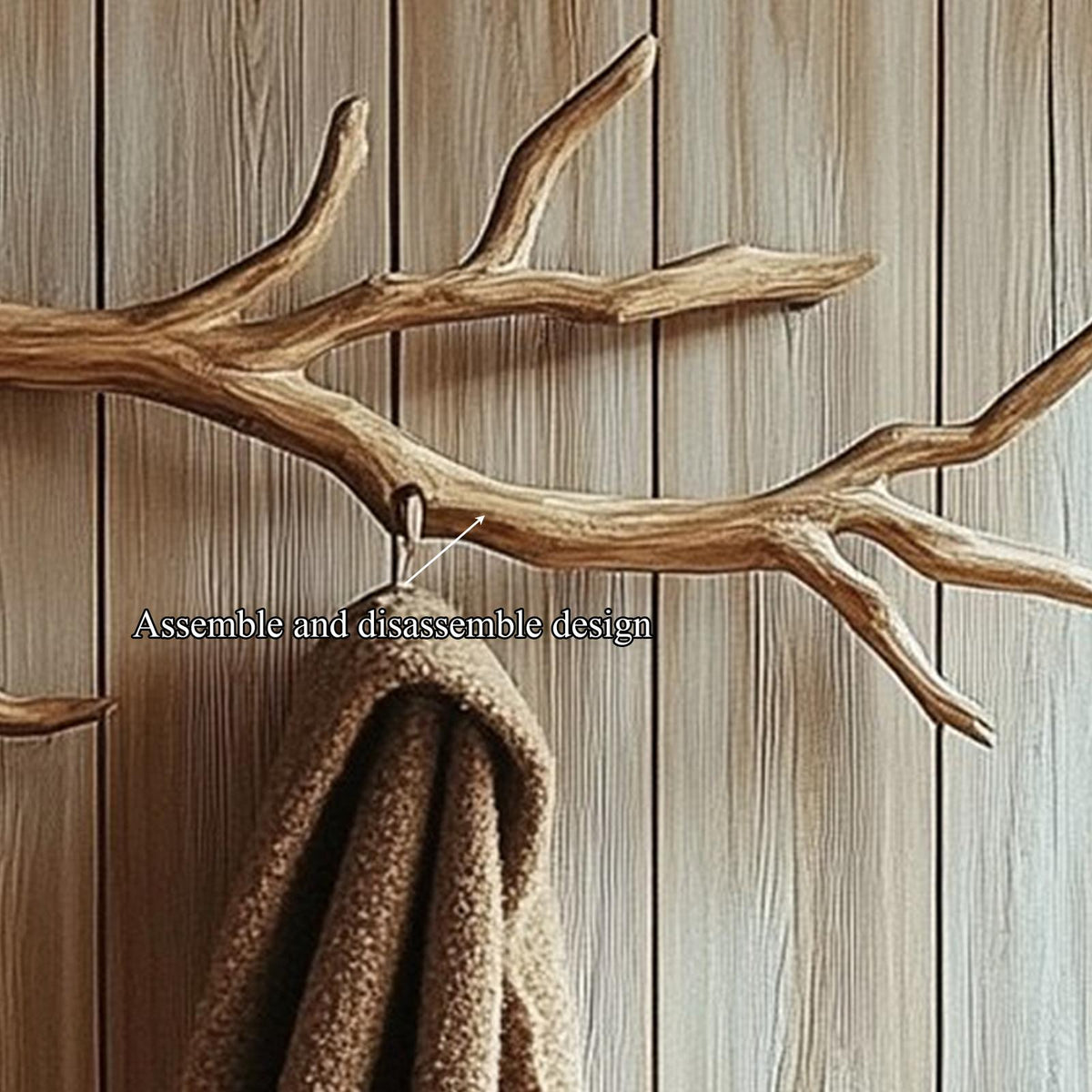 Rustic Branch Wall Hook Solid Wood Entryway Decor