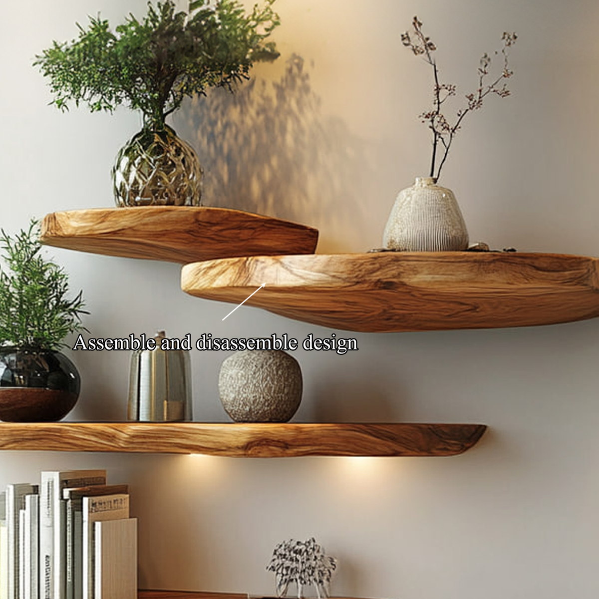 Rustic Live Edge Wall Shelf Living Room Or Bedroom