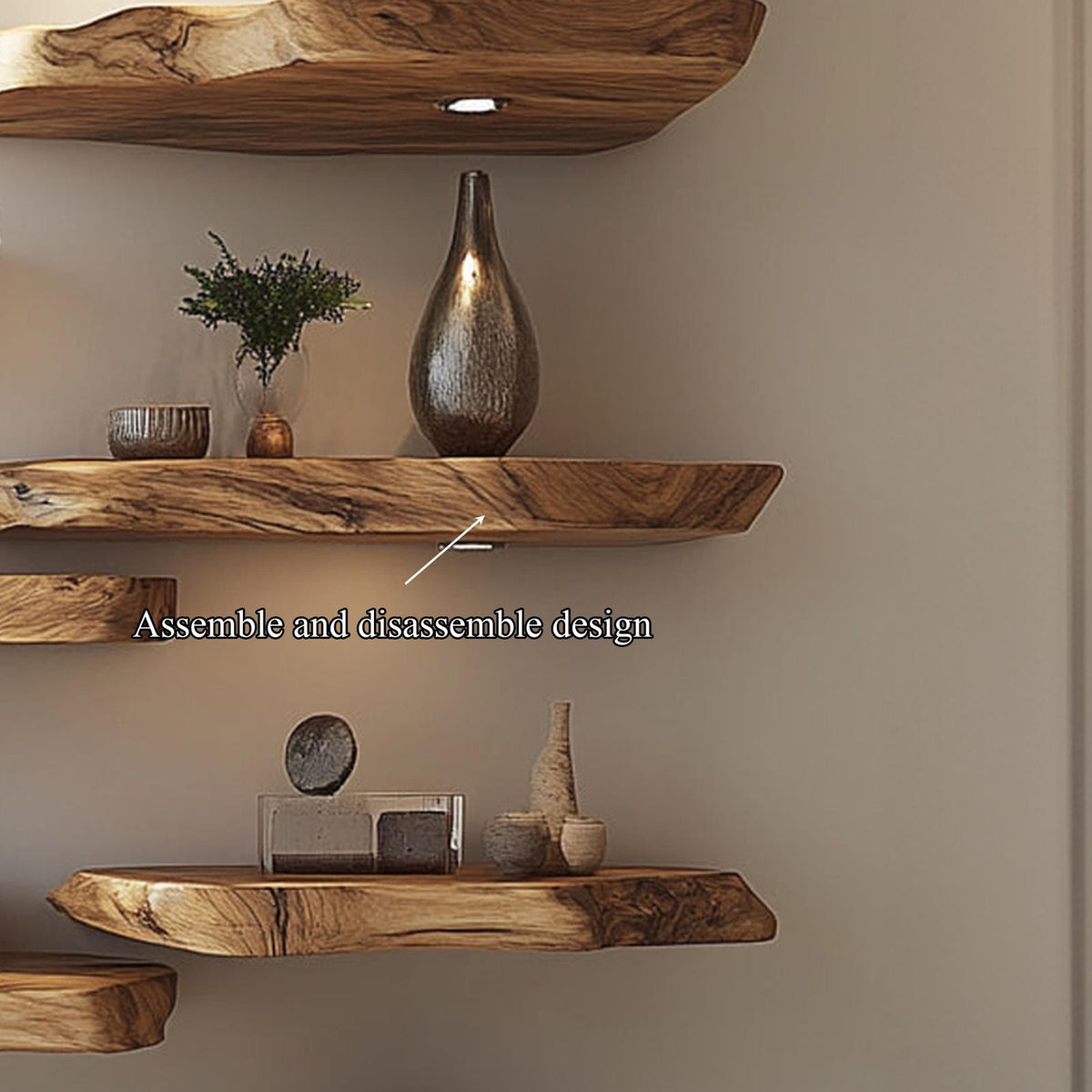 Handcrafted Live Edge Floating Wood Display Shelf, Wall Mounted Rustic Bookshelf Decor for Study Room, Lounge or Bedroom