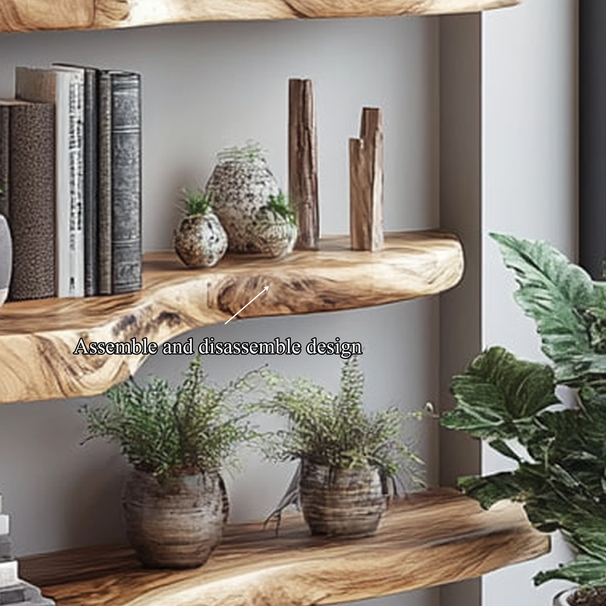 Rustic Live Edge Floating Bookshelf Living Room Or Office